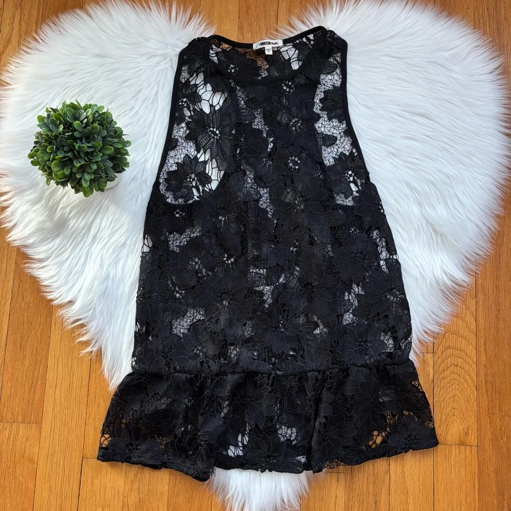 Black Crochet Miken Swim Coverup Dress - Picture 2 of 4